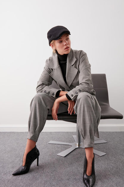 LONG PLAID TRENCH COAT WITH PATTERN