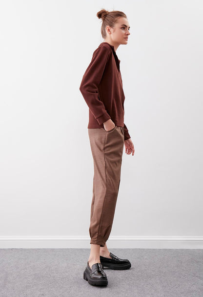 PLAID PATTERN  CROP TROUSERS