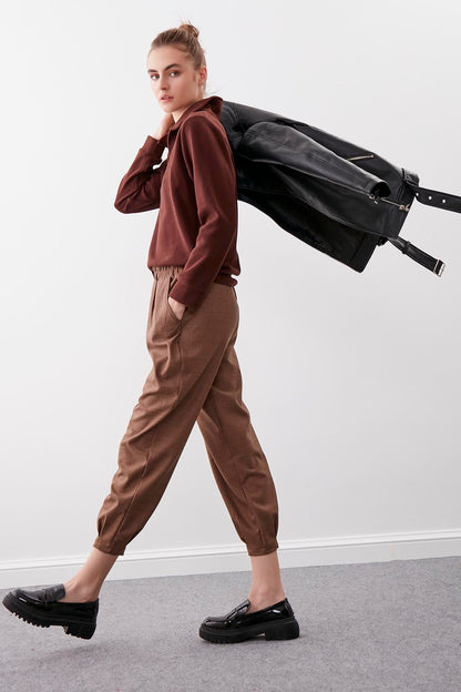 PLAID PATTERN  CROP TROUSERS