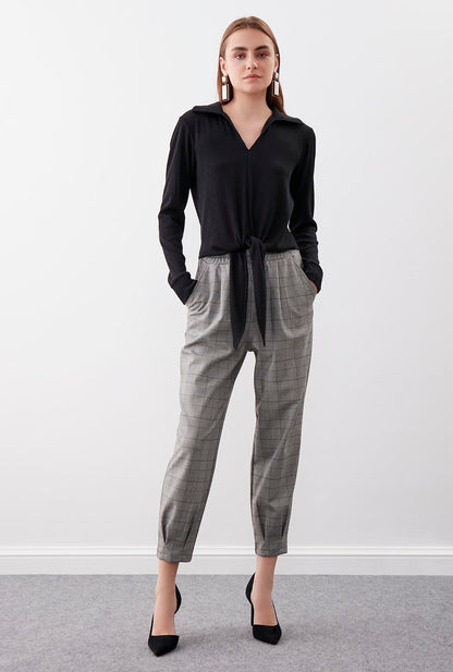 PLAID PATTERN  PLEATED TROUSERS
