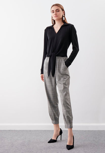 PLAID PATTERN  PLEATED TROUSERS