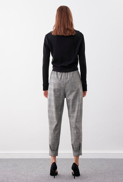 PLAID PATTERN  PLEATED TROUSERS