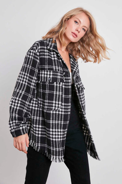 PLAID TASSEL DETAILED LUMBERJACK SHIRT
