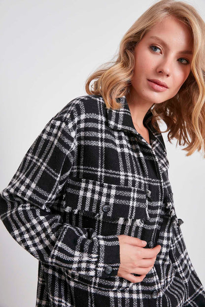 PLAID TASSEL DETAILED LUMBERJACK SHIRT