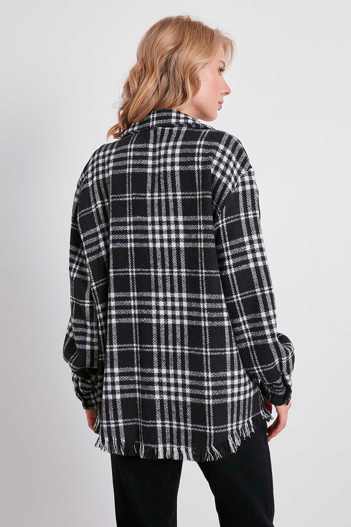 PLAID TASSEL DETAILED LUMBERJACK SHIRT