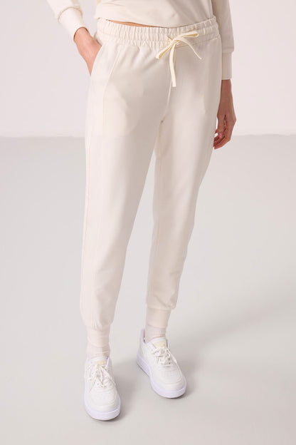 Ecru Hooded Oversize Women's Tracksuit Set - 95336