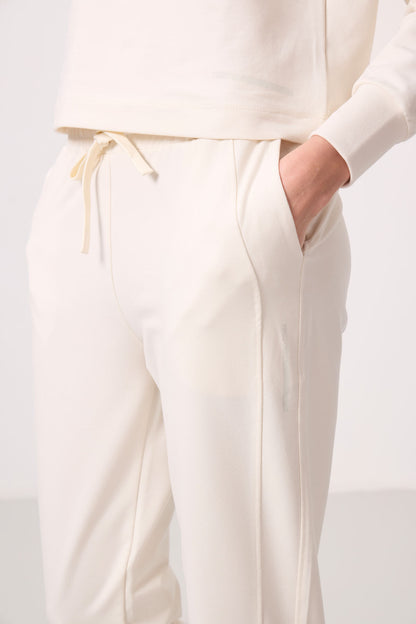 Ecru Hooded Oversize Women's Tracksuit Set - 95336