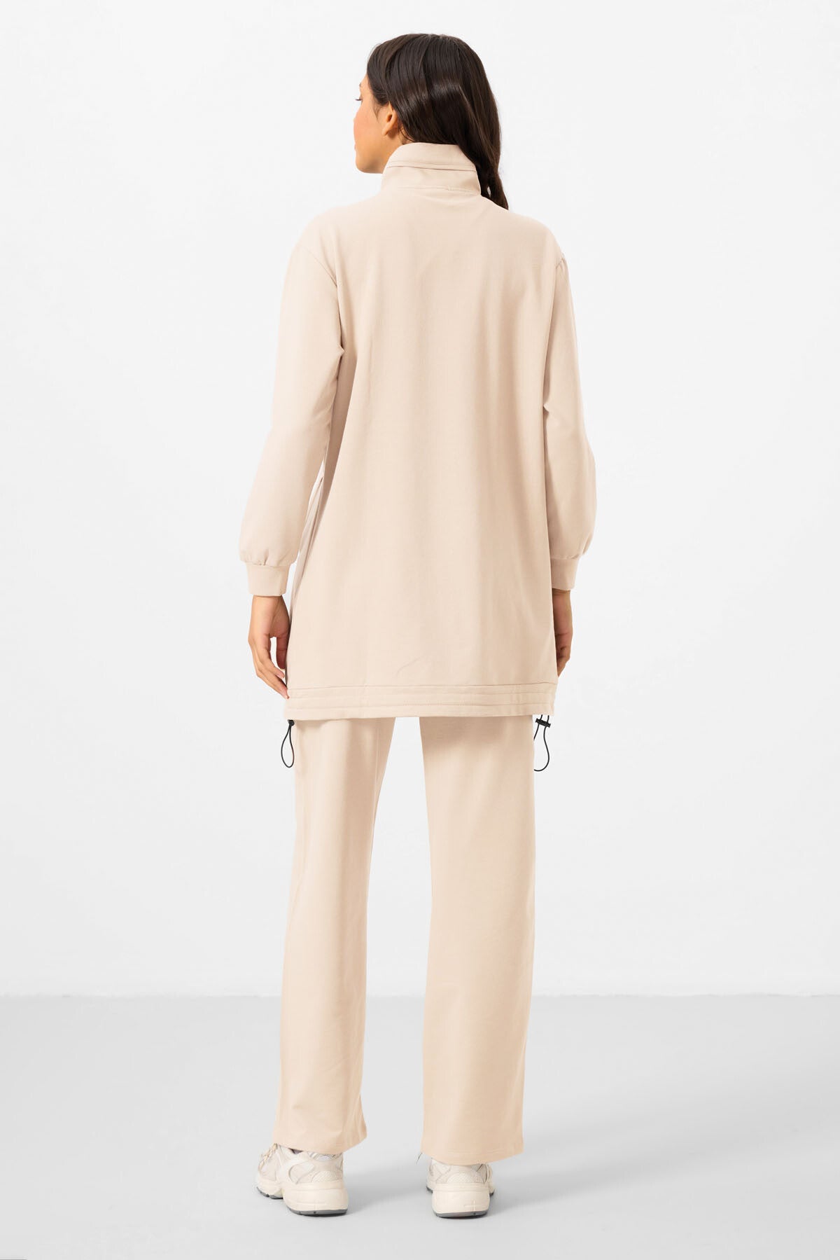 Cotton Tracksuit Women's Tunic Set with Seamless Collar - 95346