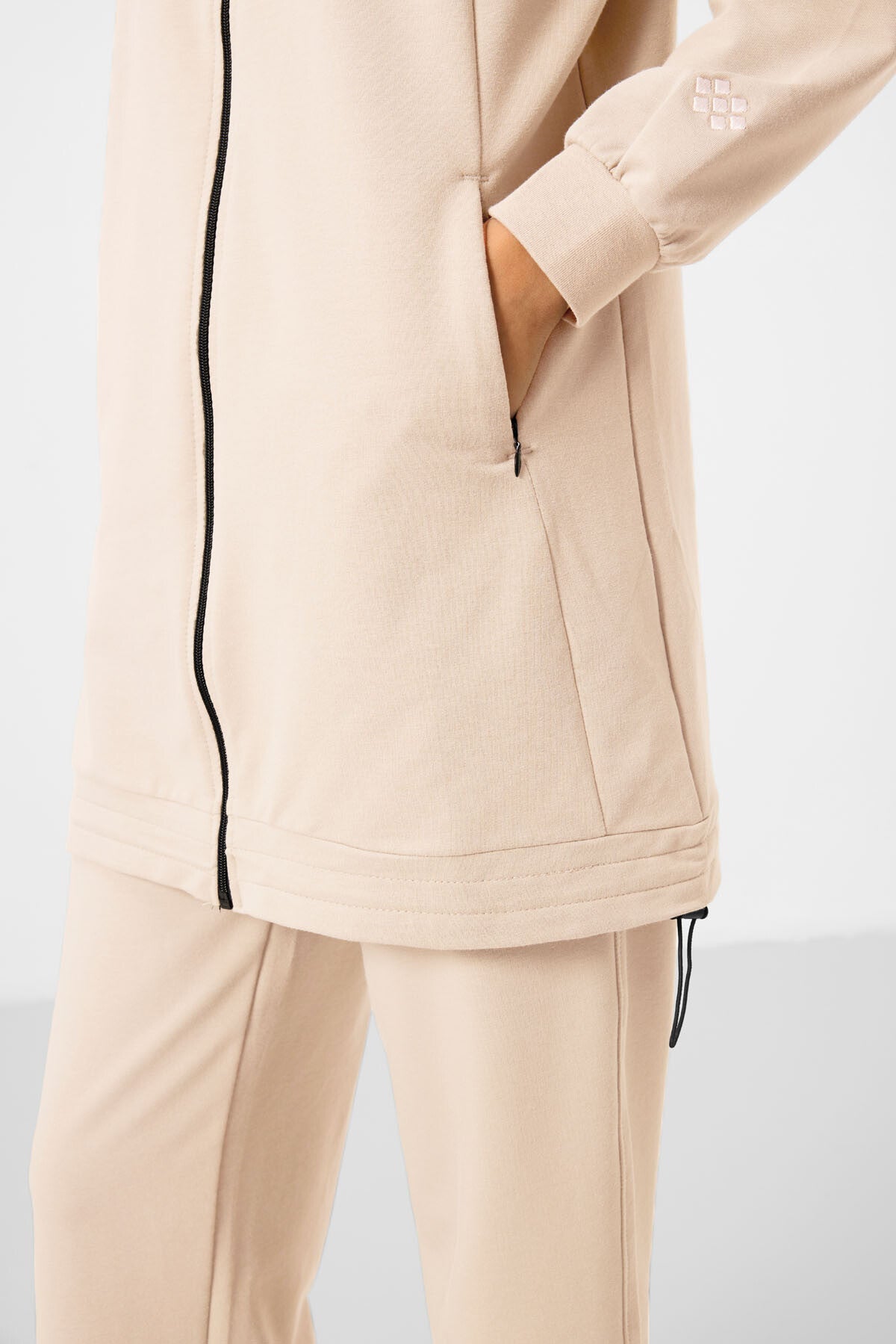Cotton Tracksuit Women's Tunic Set with Seamless Collar - 95346
