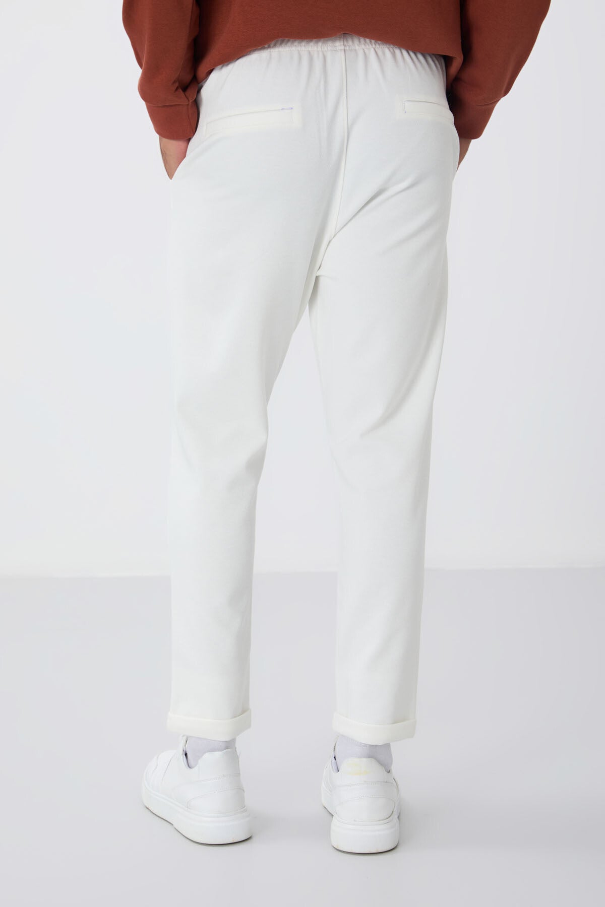 Ecru Textured Surface Standard Fit Men's Tracksuit Bottom - 82154