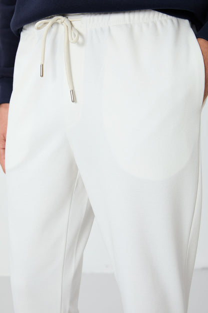 Ecru Textured Surface Standard Fit Men's Tracksuit Bottom - 82155