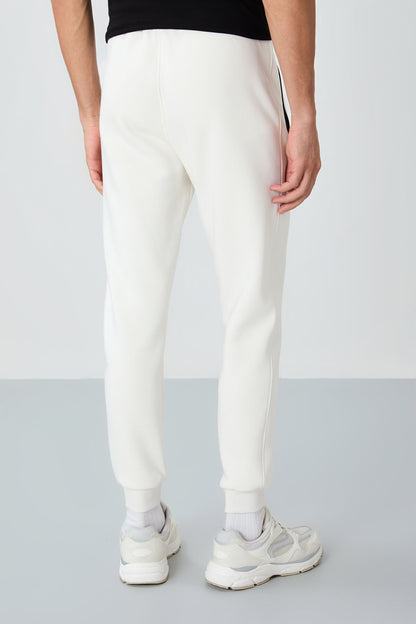 Cesar Ecru Beige Striped Men's Tracksuit Bottom - 84929