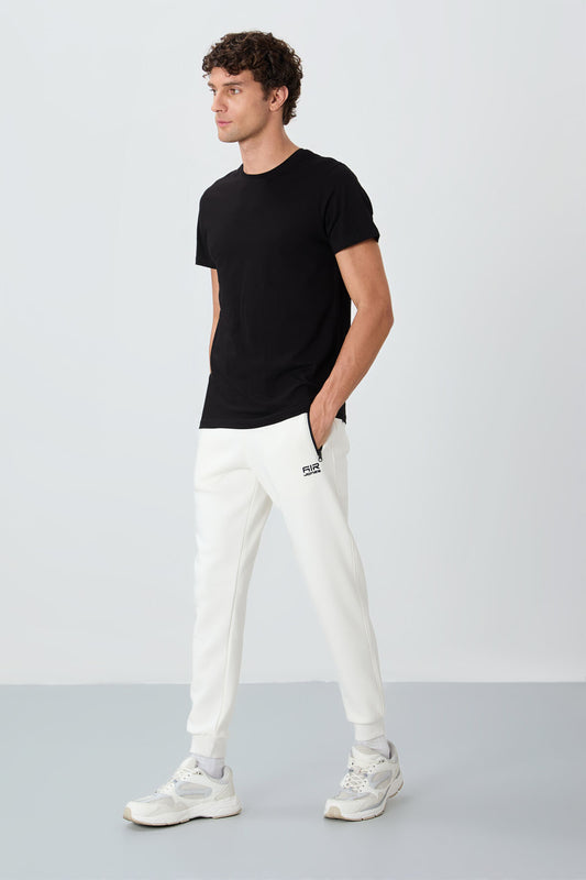 Cesar Ecru Beige Striped Men's Tracksuit Bottom - 84929