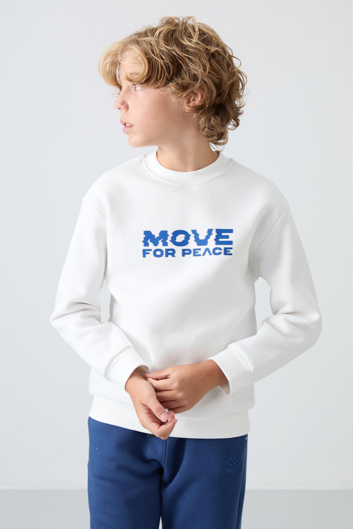 Beige Cotton Thick Fleece-Lined Soft Textured Standard Fit Printed Boys' Sweatshirt - 11216