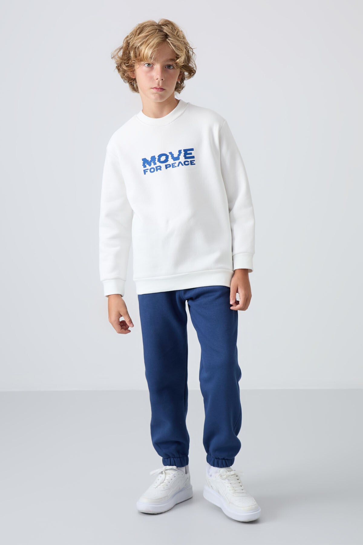 Beige Cotton Thick Fleece-Lined Soft Textured Standard Fit Printed Boys' Sweatshirt - 11216