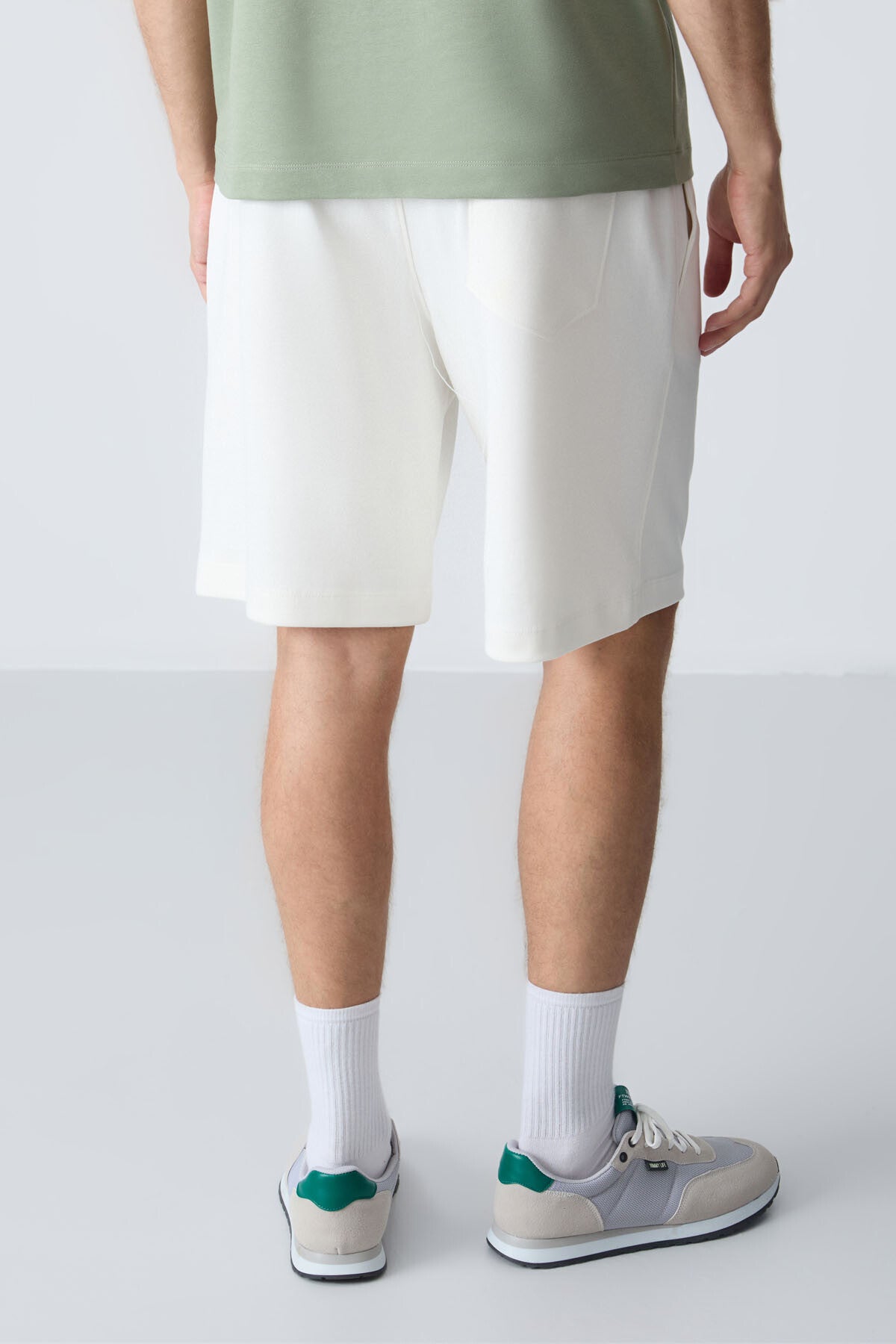 Beige Cotton Thick Soft Textured Standard Fit Basic Men's Shorts - 81275