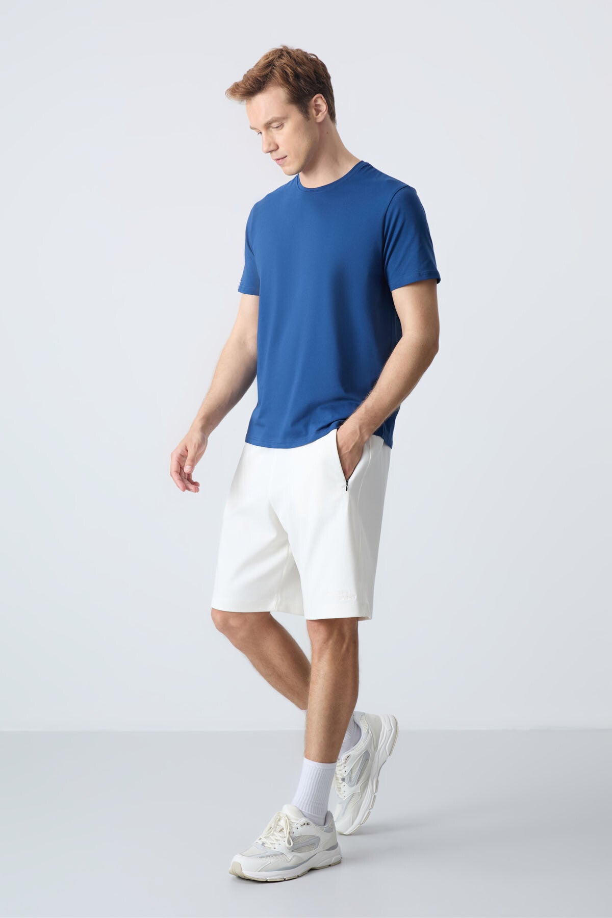 Beige Cotton Thick Soft Textured Standard Fit Basic Men's Shorts - 81276