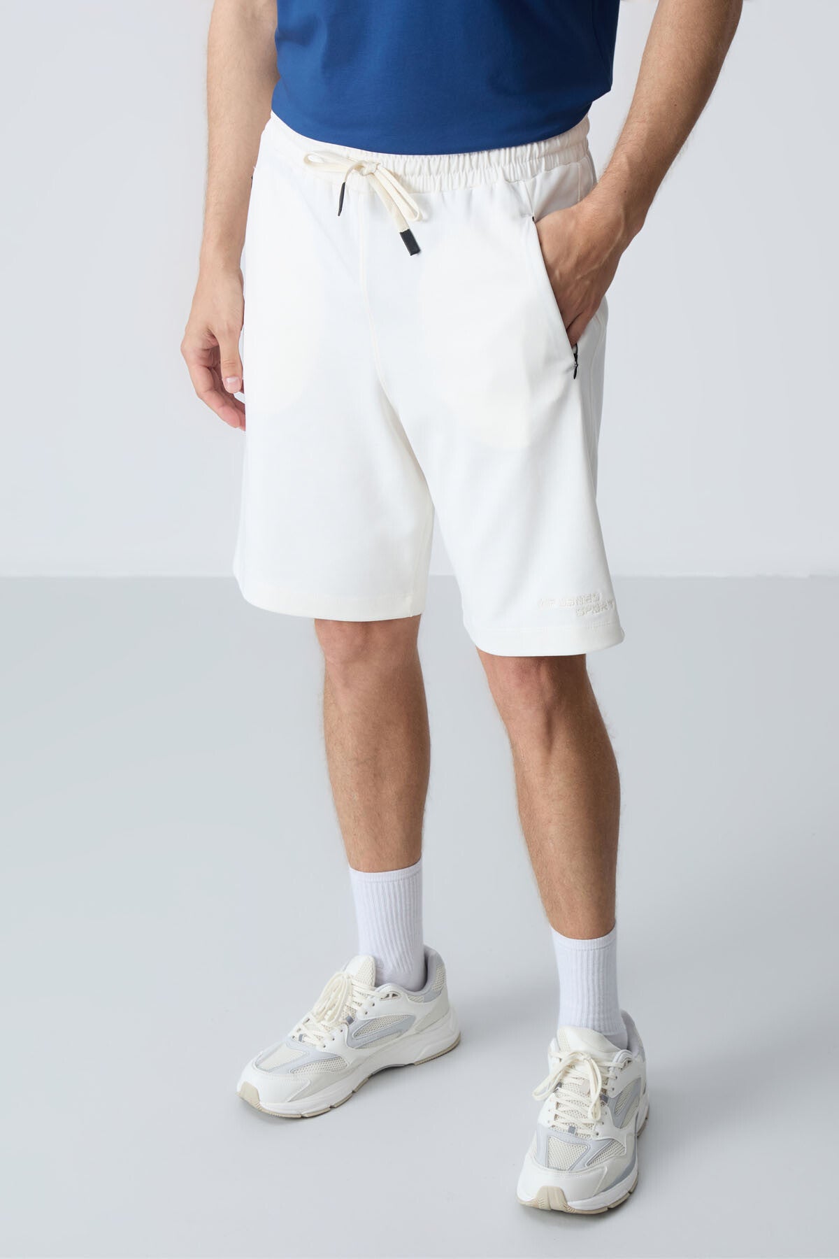 Beige Cotton Thick Soft Textured Standard Fit Basic Men's Shorts - 81276