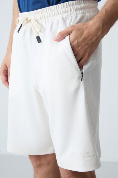 Beige Cotton Thick Soft Textured Standard Fit Basic Men's Shorts - 81276