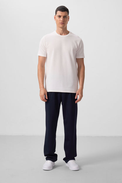 Beige Textured Surface Comfort Fit Basic Men's T-Shirt - 88436