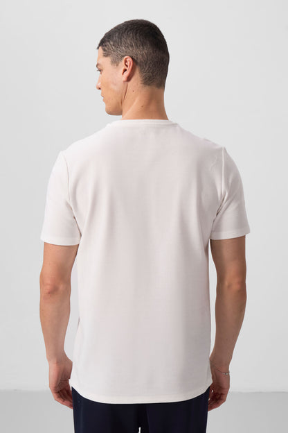 Beige Textured Surface Comfort Fit Basic Men's T-Shirt - 88436
