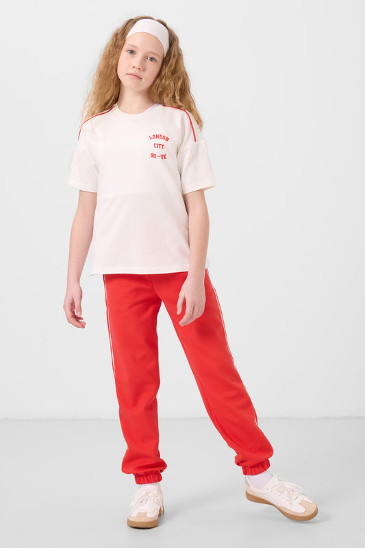 Ekru-Fiesta O-collar printed Standard fit tracksuit set - 75186