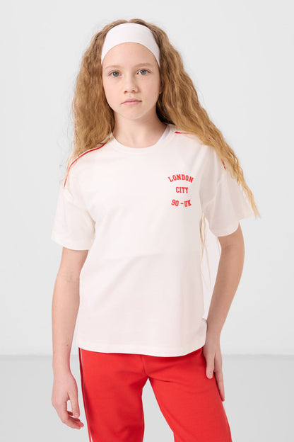 Ecru-Fiesta O-collar printed with a rubber patch and a standard fit Tracksuit set - 75186