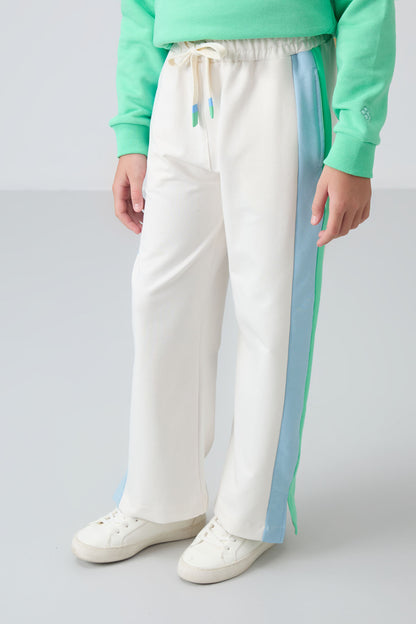 Ecru Slit Detailed Pocket Wide Leg Girls' Tracksuit Bottom - 75141