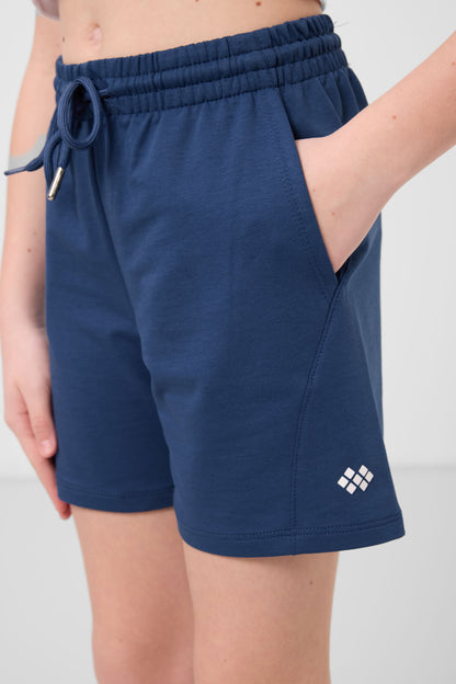 Ekru-Parliament Cotton Soft Woven Standard Fit Basic Girls Shorts Set - 75184