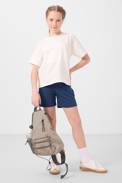 Ekru-Parliament Cotton Soft Woven Standard Fit Basic Girls Shorts Set - 75184