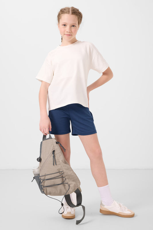 Ekru-Parliament Cotton Soft Woven Standard Fit Basic Girls Shorts Set - 75184