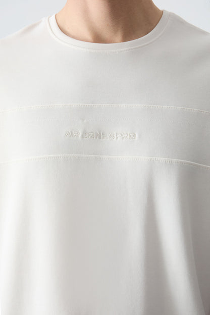 Beige Black Cotton Thick Soft Textured Oversize Fit Basic Men's Tracksuit Set - 85261