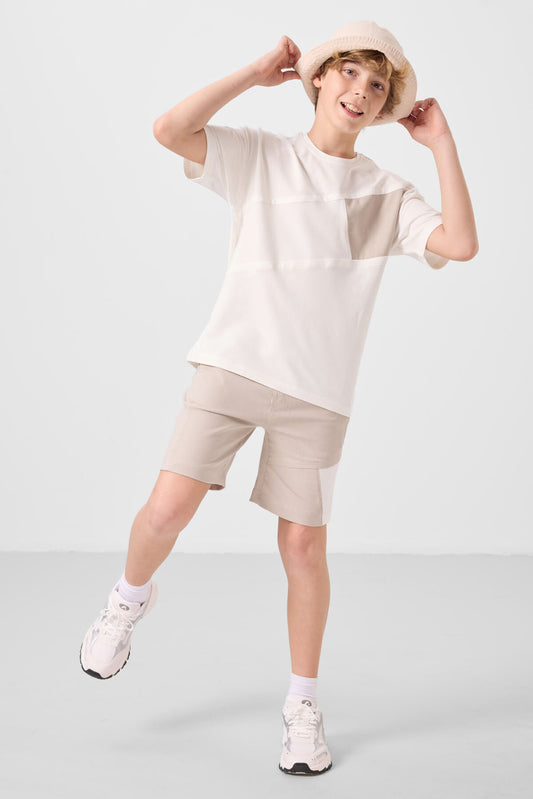 Oversized Fit Weaving Lightweight Flexible Chino Shorts Set - 11275