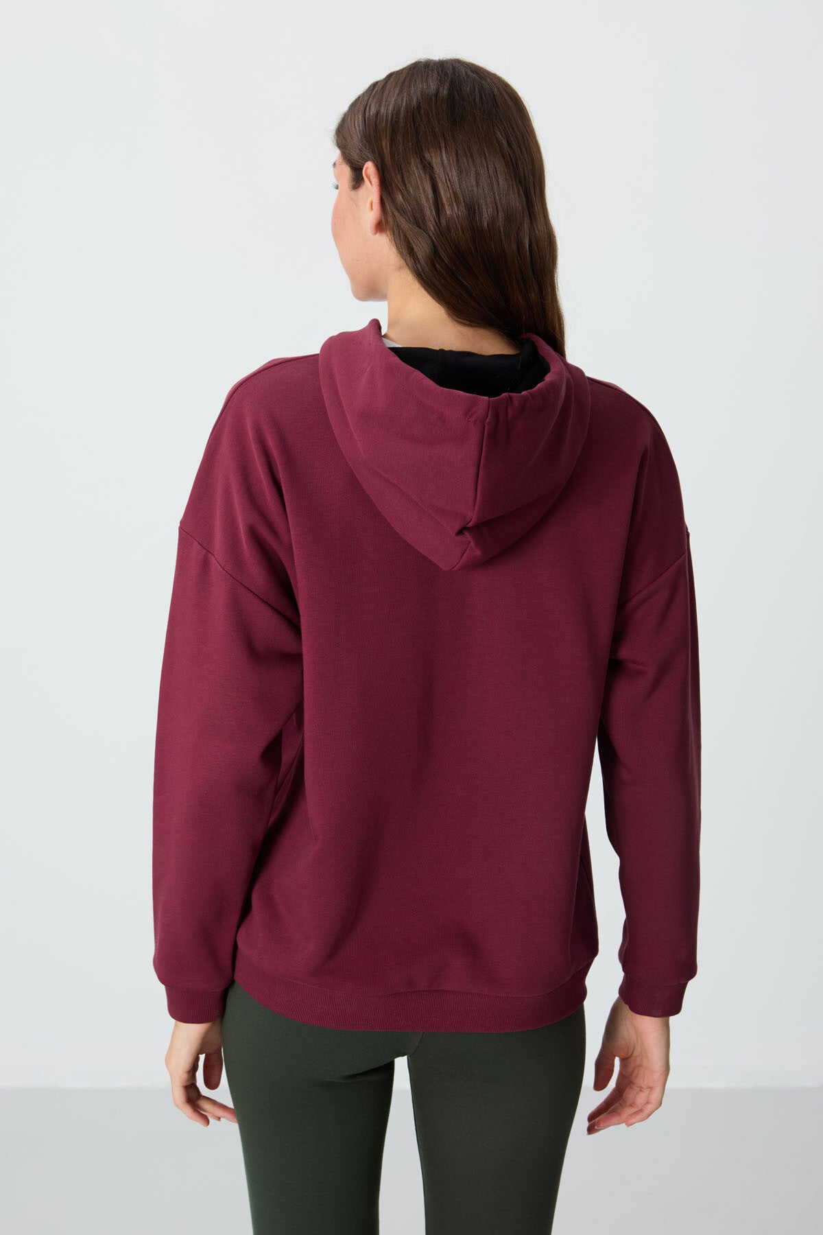 Purple Compact Cotton Thick Smooth Textured Hooded Oversize Fit Women's Sweatshirt - 97291