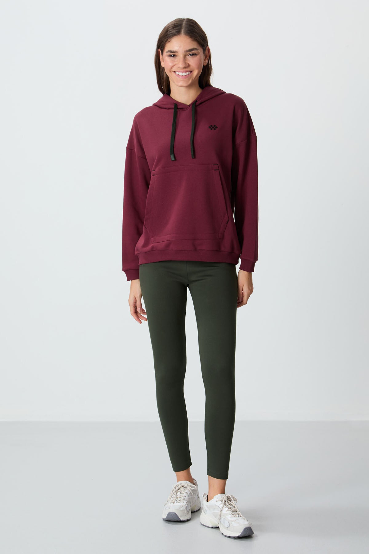 Purple Compact Cotton Thick Smooth Textured Hooded Oversize Fit Women's Sweatshirt - 97291