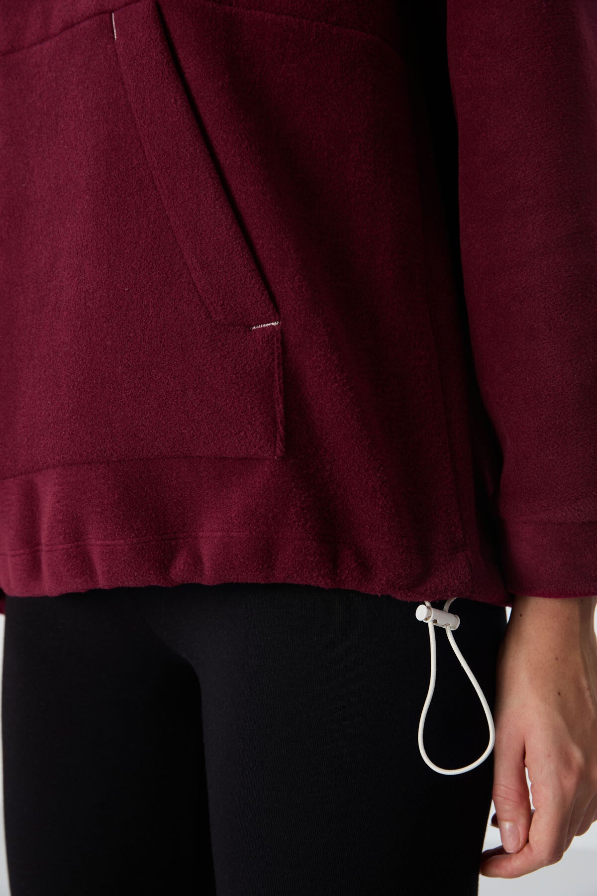 Purple Thick Soft Textured Hooded Oversize Embroidered Fleece Women's Sweatshirt - 97292