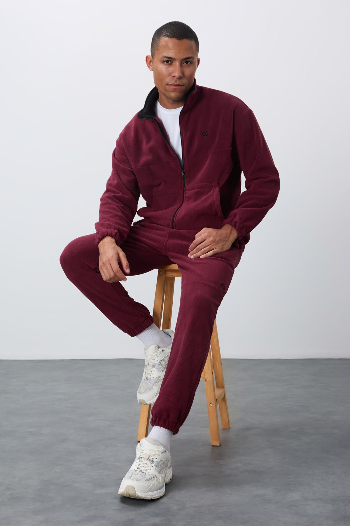 Purple Thick Soft Textured Comfort Fit Embroidered Men's Tracksuit Set - 85269