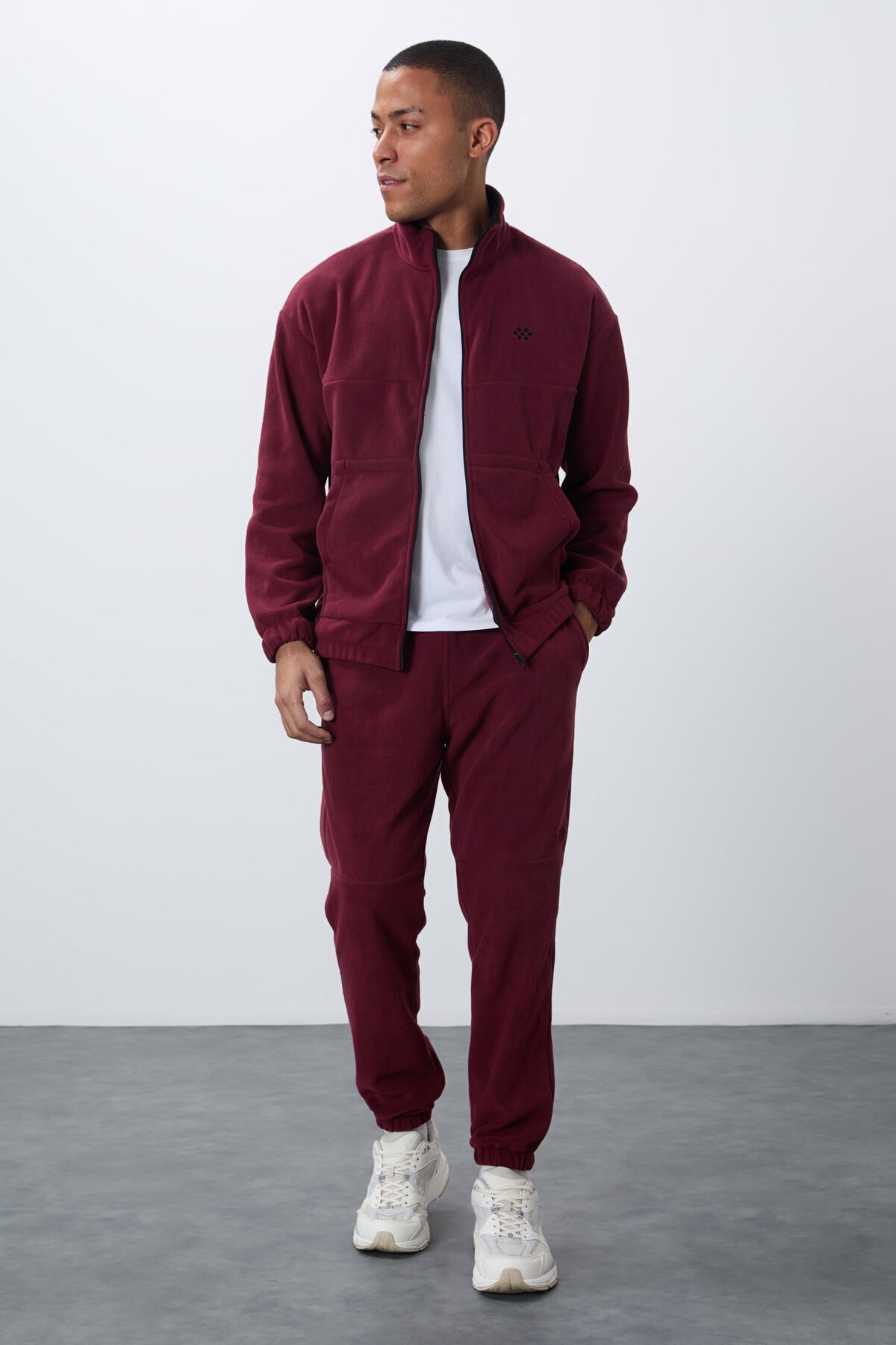 Purple Thick Soft Textured Comfort Fit Embroidered Men's Tracksuit Set - 85269