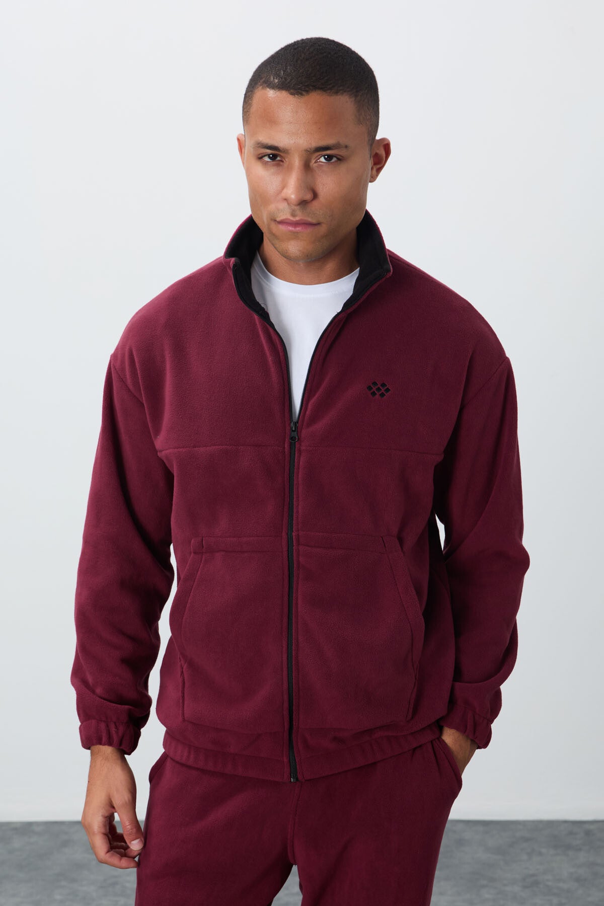 Purple Thick Soft Textured Comfort Fit Embroidered Men's Tracksuit Set - 85269