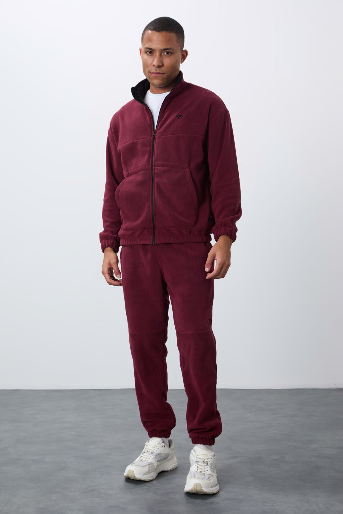 Purple Thick Soft Textured Comfort Fit Embroidered Men's Tracksuit Set - 85269