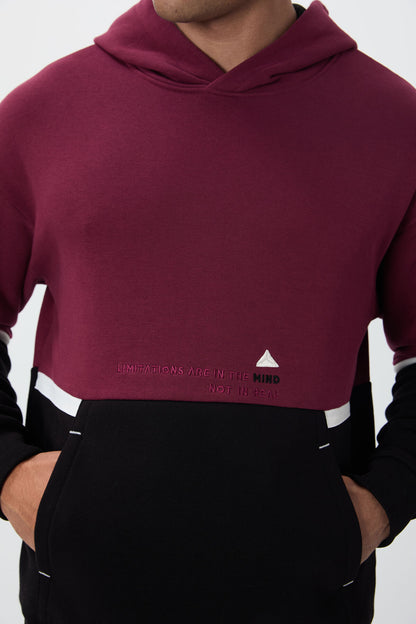 Purple Cotton Thick Fleece-Lined Soft Textured Comfort Fit Embroidered Men's Sweatshirt - 88417