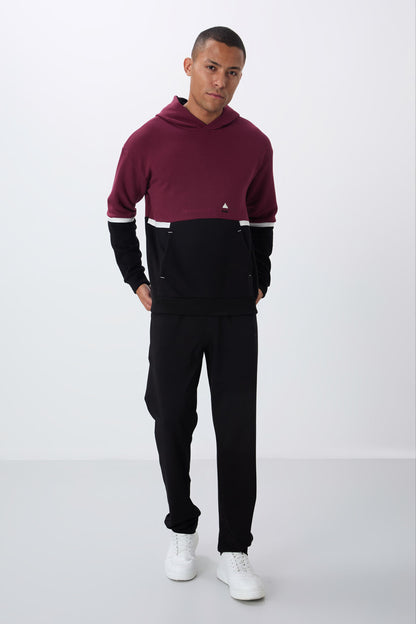 Purple Cotton Thick Fleece-Lined Soft Textured Comfort Fit Embroidered Men's Sweatshirt - 88417