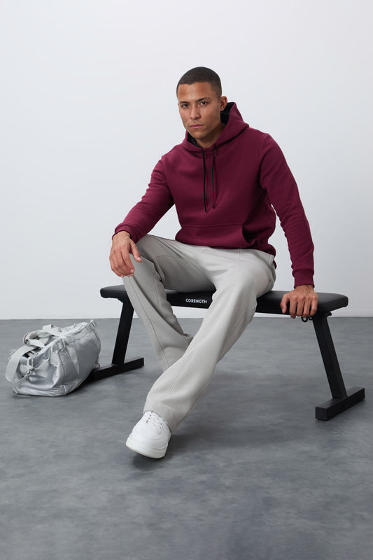 Purple Cotton Thick Fleece-Lined Soft Textured Comfort Fit Embroidered Men's Sweatshirt - 88419