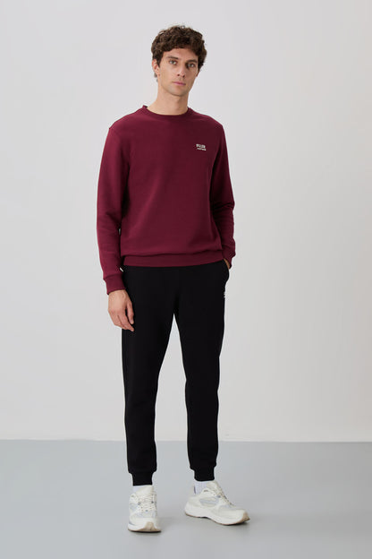 Andy Burgundy-Black Brushed Men's Tracksuit Set - 85190