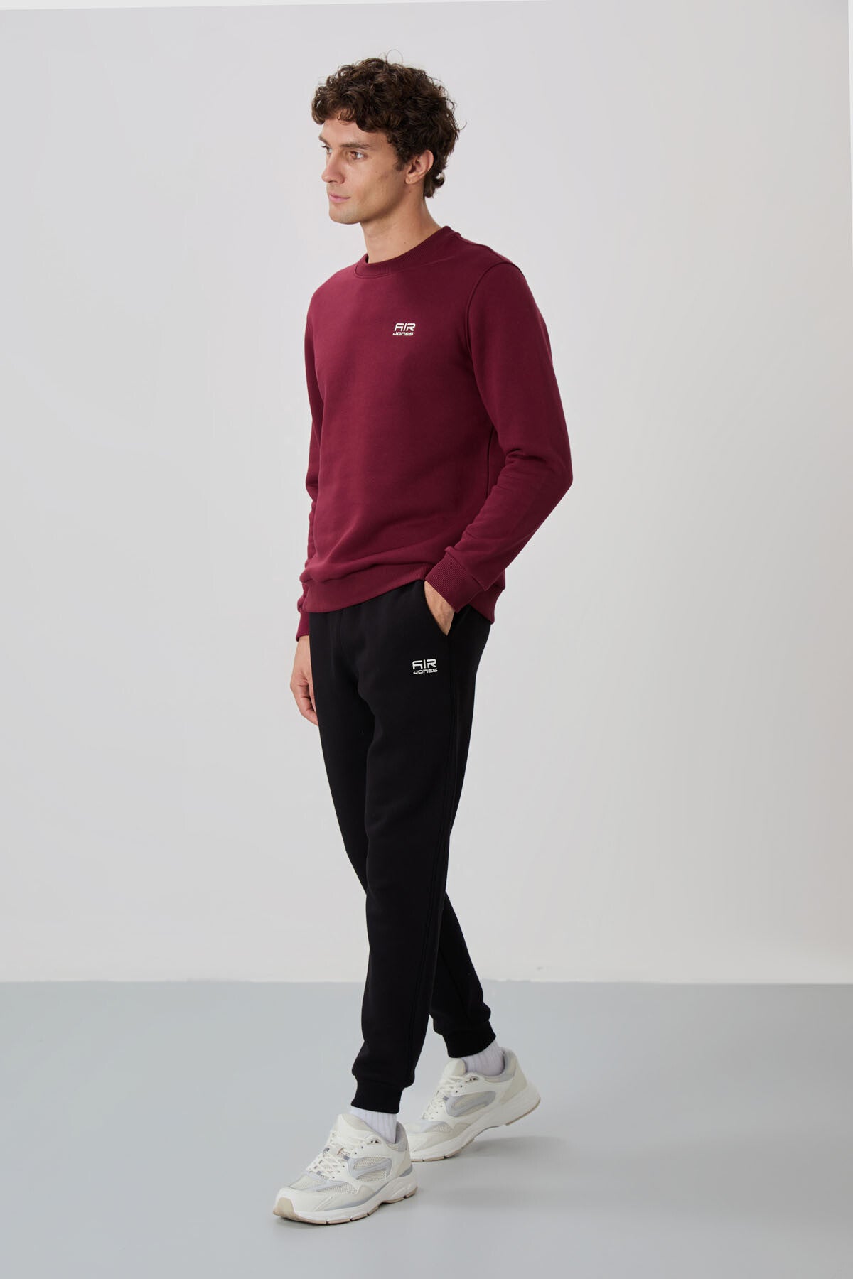 Andy Burgundy-Black Brushed Men's Tracksuit Set - 85190