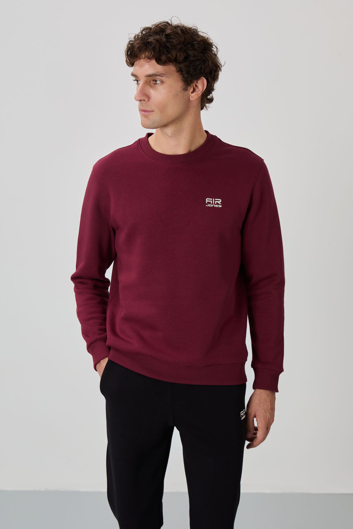 Andy Burgundy-Black Brushed Men's Tracksuit Set - 85190