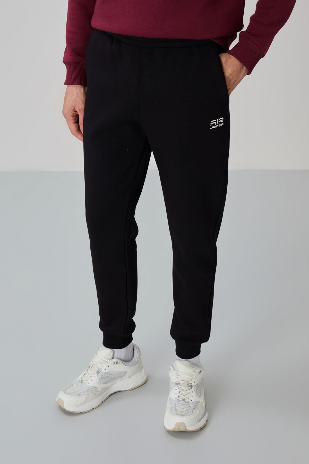 Andy Burgundy-Black Brushed Men's Tracksuit Set - 85190