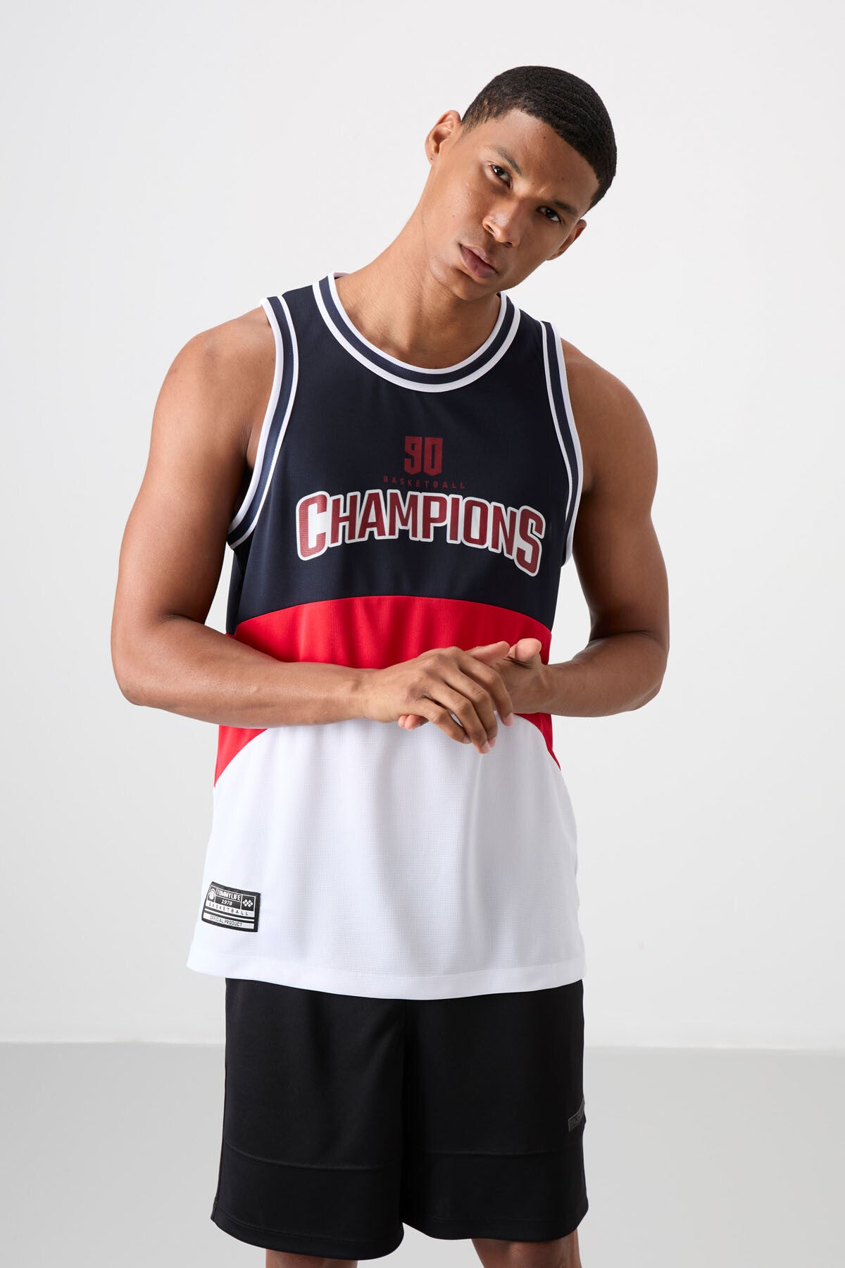White Polyester Breathable Textured Thin Flexible Standard Fit Men's Basketball Singlet - 88395