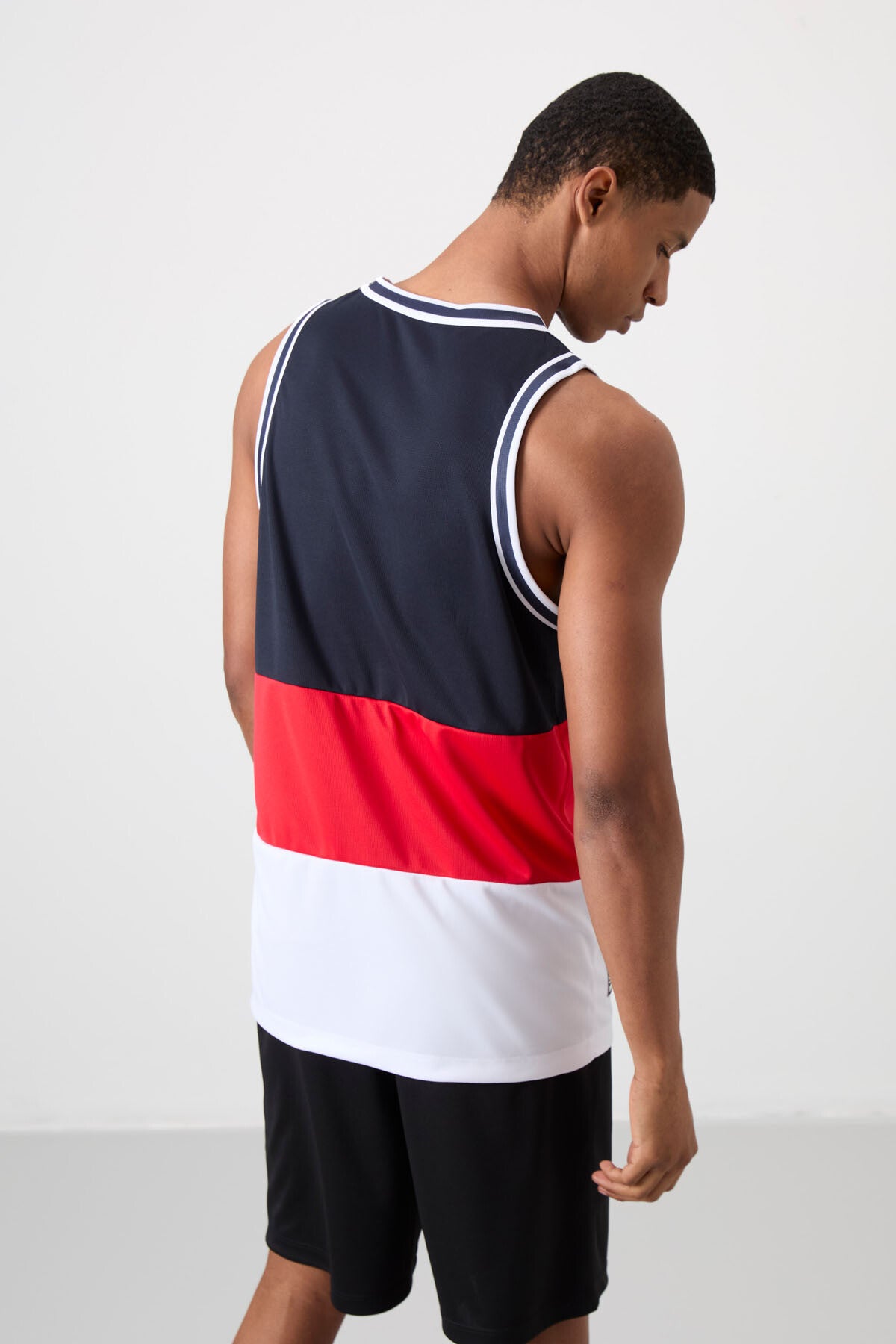 White Polyester Breathable Textured Thin Flexible Standard Fit Men's Basketball Singlet - 88395