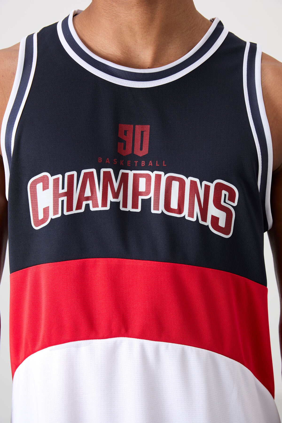 White Polyester Breathable Textured Thin Flexible Standard Fit Men's Basketball Singlet - 88395